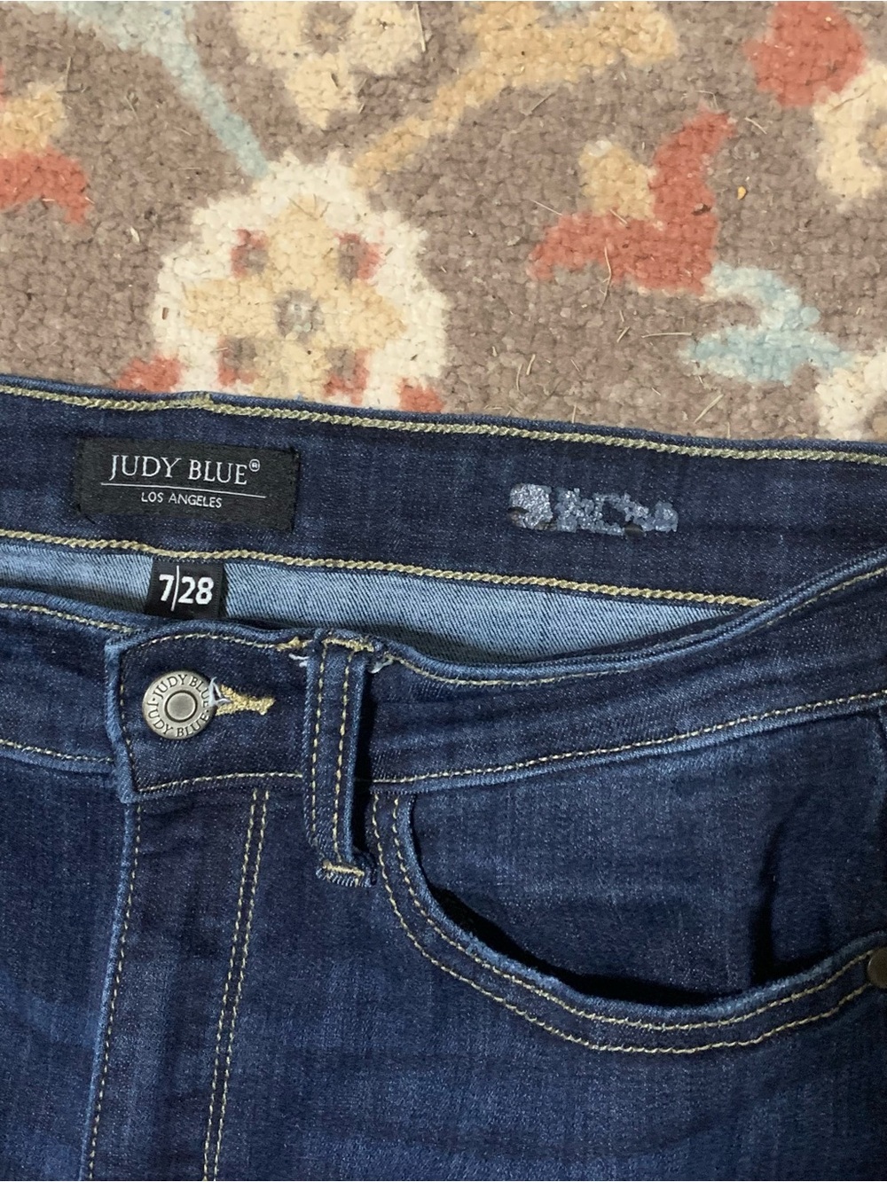 JUDY BLUE High Waist Raw Hem Dark Wash Flare Jeans 7/28 - Picture 5 of 14